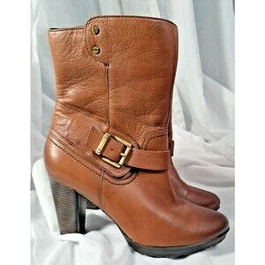 Clarks Indigo Lida Sayer Leather Side Zip Heeled Boots FLAW  Womens 10M